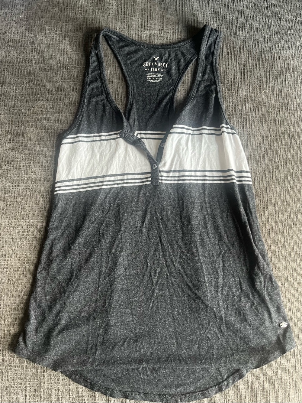 American Eagle Outfitters Black and White Striped Racerback Tank